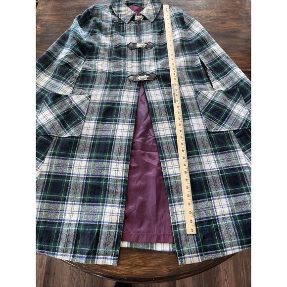 Vintage Amana Fine Woolens Tartan Long Cape Womens Metal Clasp Size Large - Picture 6 of 14